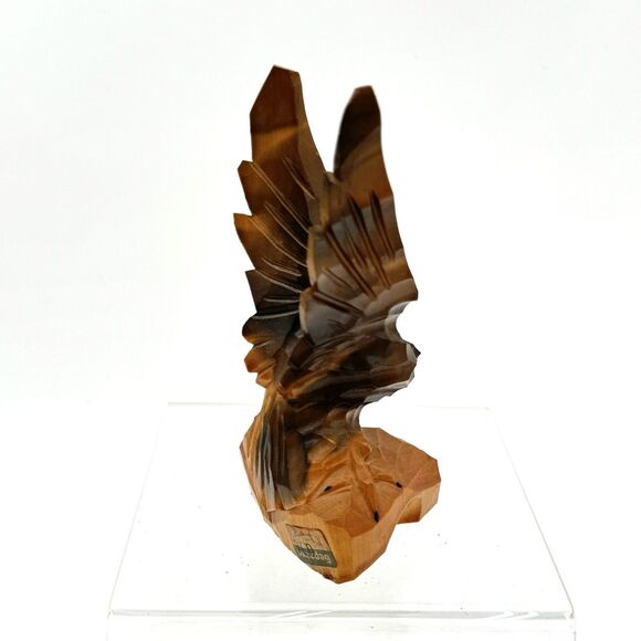 Vintage Hand Carved Wooden Wood Eagle Figurine Sculpture Mid Century - Picture 7 of 12